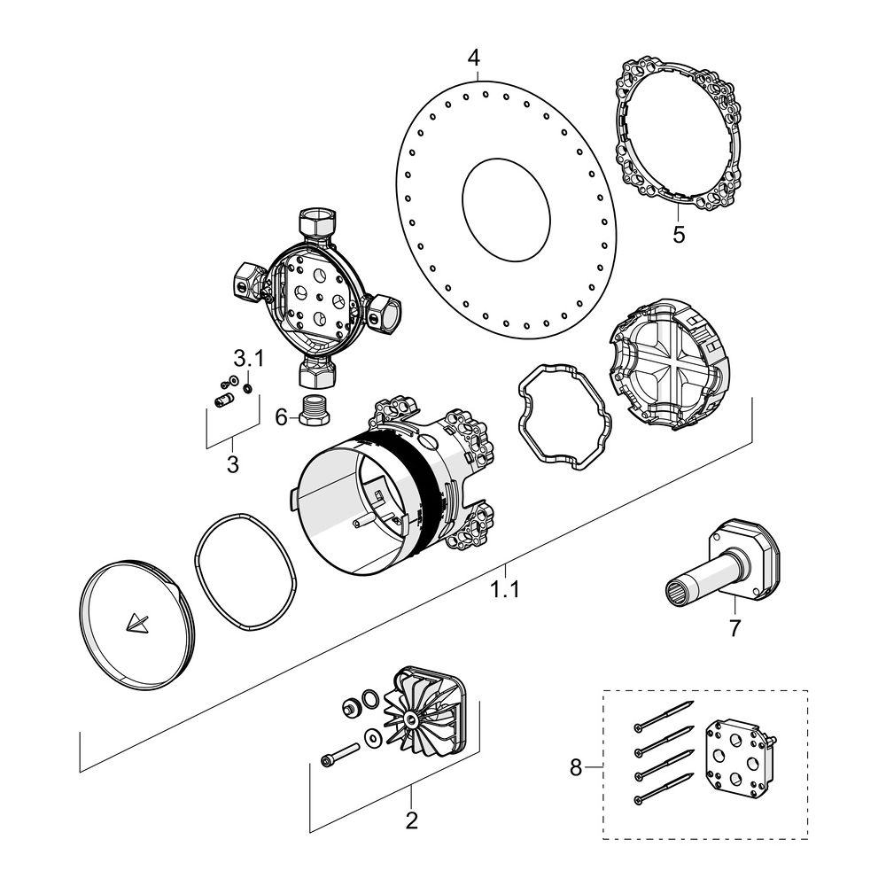 Hansa BlueBox Unterputz-Rohbauset Bade- und Brausearmatur, G 3/4", DN 20, 80010000... HANSA-80010000 4015474279476 (Abb. 7)