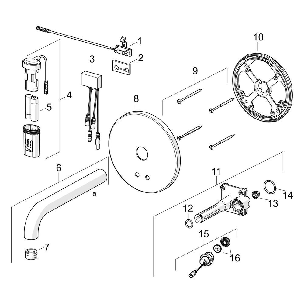 Hansa Electra Fertigset für Waschtisch-Batterie, Rosette rund, 3V, Bluetooth, Ausladung... HANSA-81802129 4057304016905 (Abb. 7)