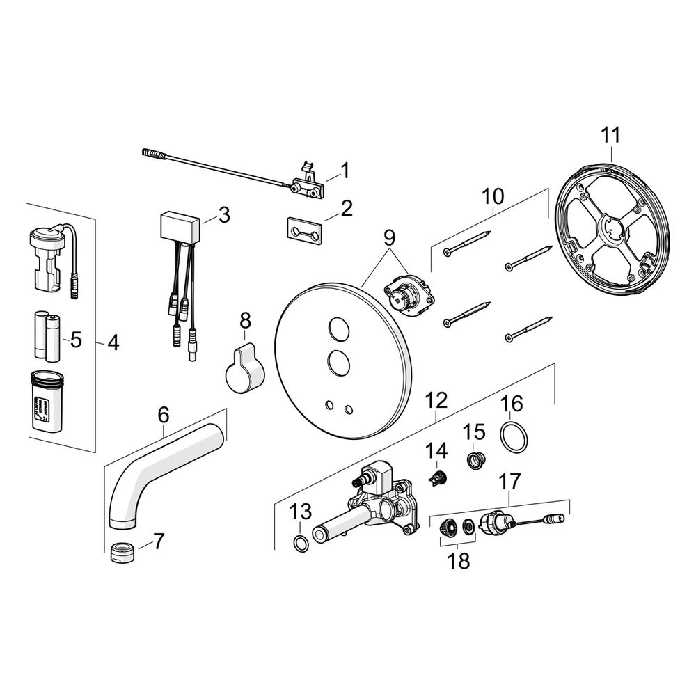 Hansa Electra Fertigset für Waschtisch-Batterie, Rosette rund, 3V, Bluetooth, Ausladung... HANSA-81812109 4057304016912 (Abb. 7)