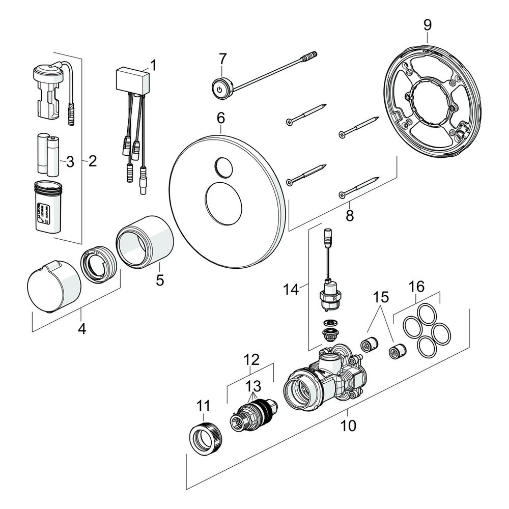 Hansa Electra Fertigset für Brause-Batterie, Rosette rund, 3V, Bluetooth, Chrom, 819190... HANSA-81919009 4057304016943 (Abb. 7)