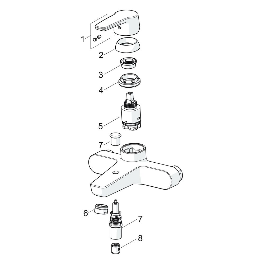 Hansa Polo Einhebel-Wannenfüll- und Brausebatterie, Ausladung 157mm, DN 15, Chrom, 5144... HANSA-51442193 4057304002939 (Abb. 7)