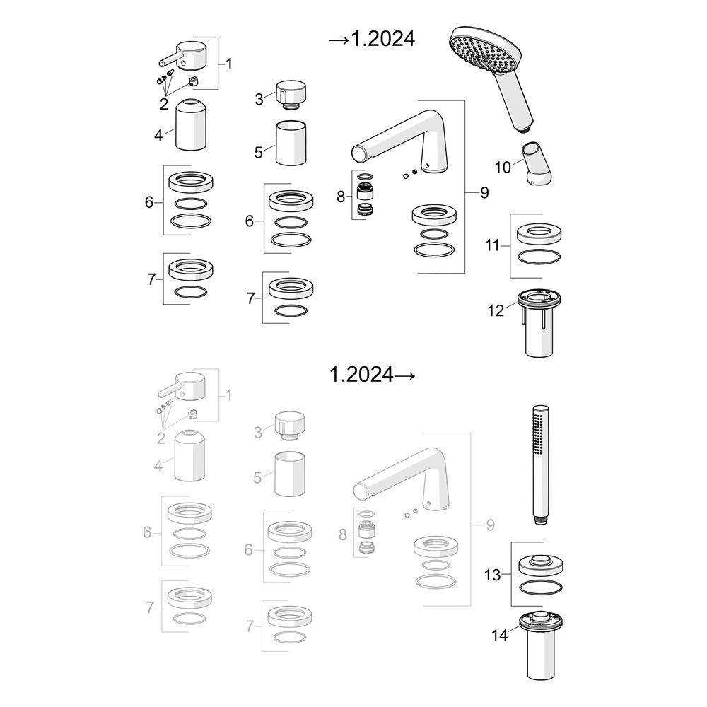 Hansa Vantis Style Einhebel-Fertigmontageset für Wanne/Brause, Rosette rund, 1-strahlig... HANSA-54719007 4057304017544 (Abb. 7)