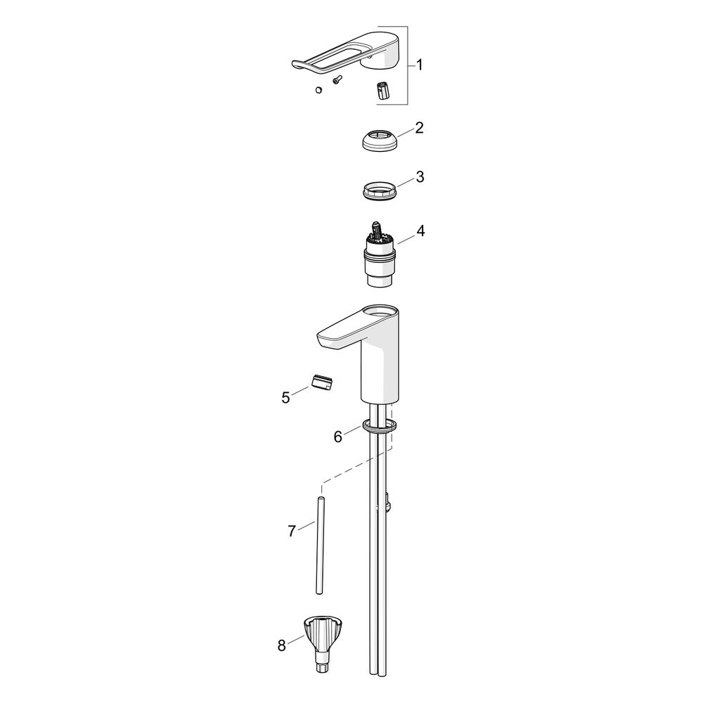 Hansa Clinica Einhebel Waschtischbatterie, Bügel-/Bedienhebel lang, Ausladung 114mm, DN... HANSA-45012185 4057304018886 (Abb. 7)