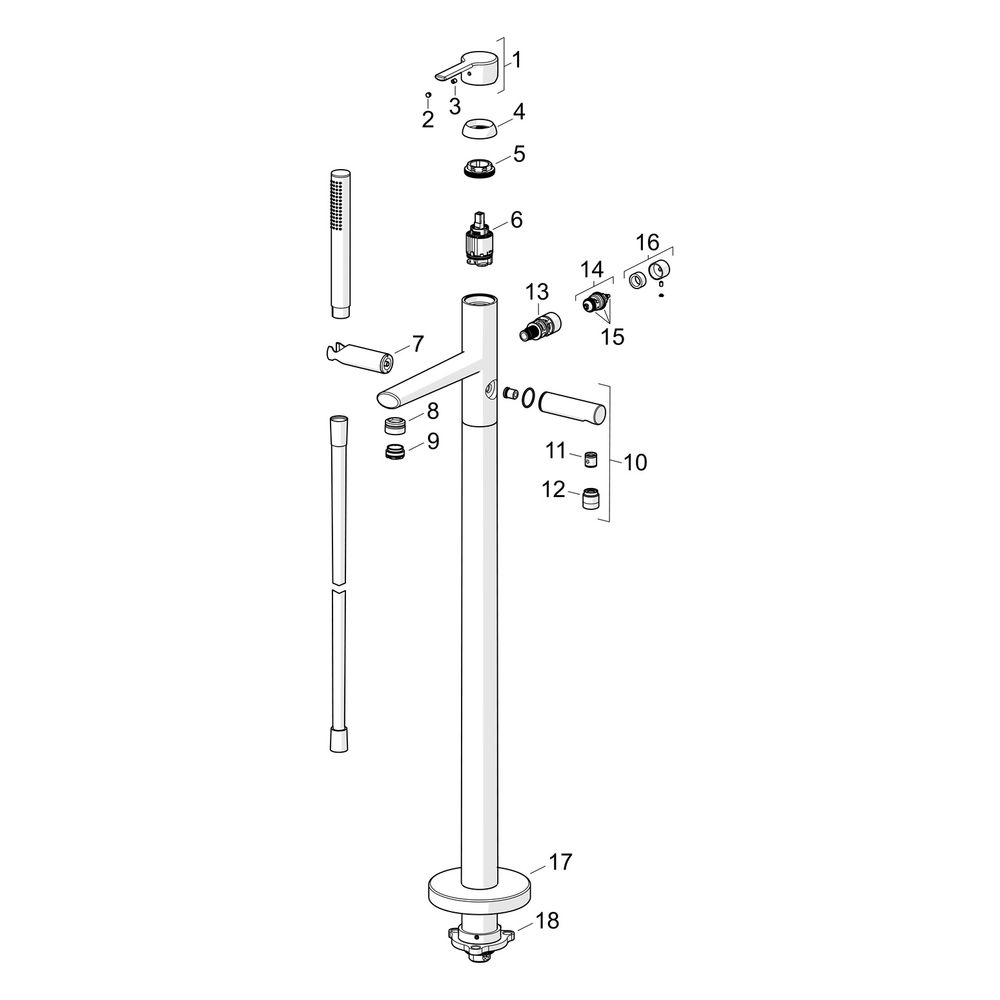 Hansa Ronda Einhebel-Badebatterie mit Standrohr, 1-strahlig, Ausladung 200mm, DN 15, Ch... HANSA-03422073 4015474252479 (Abb. 5)