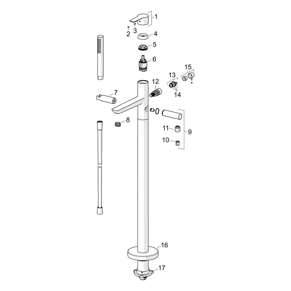 Hansa Ligna Einhebelmischer Badebatterie mit Standrohr, 1-strahlig, Ausladung 200mm, DN... HANSA-06462083 4015474250239 (Abb. 5)