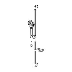 Hansa Viva Wandstangengarnitur, 3-strahlig, Länge 971mm, Brauseschlauch 175cm, Messing/... HANSA-44150330 4057304018145 (Abb. 1)