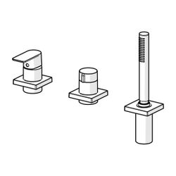 Hansa Stela Einhebelmischer Fertigmontageset für Wanne/Brause 5731 Rosette eckig Chrom... HANSA-57319473 4057304015335 (Abb. 1)