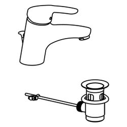 Hansa Mix Einhebel-Waschtischbatterie, Kupferrohr, Zugstangen-Ablaufgarnitur Ausla... HANSA-0109218300006 4015474271289 (Abb. 1)