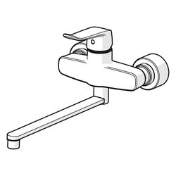 Hansa Clinica Einhebel-Waschtischbatterie, Bedienhebel lang, Ausladung 377mm, DN 15, Ch... HANSA-01546283 4057304013133 (Abb. 1)