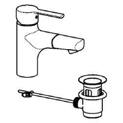 Hansa Ronda Einhebel-Waschtischbatterie, Kupferrohr Zugstangen-Ablaufgarnitur, Ausladun... HANSA-03012173 4015474228504 (Abb. 1)