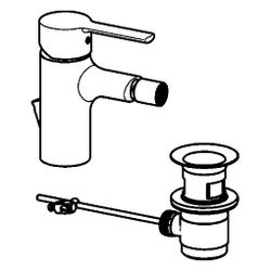 Hansa Ronda Einhebel-Bidetbatterie, Zugstangen-Ablaufgarnitur, Ausladung 103mm, DN 15, ... HANSA-03063273 4015474212640 (Abb. 1)