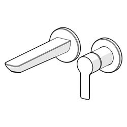 Hansa Ligna Einhebel-Waschtischarmatur Wandmontage, Fertigmontageset, Ausladung 185mm, ... HANSA-06402133 4057304022371 (Abb. 1)