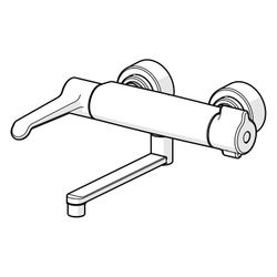 Hansa Clinica Waschtischbatterie, Bedienhebel lang, Ausladung 285mm, Chrom, 08805202... HANSA-08805202 4057304013409 (Abb. 1)