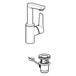 Hansa Twist Einhebel-Waschtischbatterie, Zugstangen-Ablaufgarnitur, Ausladung 130mm, DN... HANSA-09542203 4015474274747 (Abb. 1)