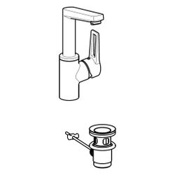 Hansa Twist Einhebelmischer Waschtischbatterie 0954 Bügelhebel Zugstangenablaufgarnitur... HANSA-09542205 4015474274754 (Abb. 1)