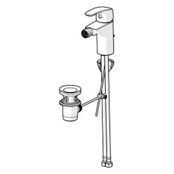 Hansa Pinto Einhebel-Bidetbatterie, Zugstangen-Ablaufgarnitur, Ausladung 106mm, DN 15, ... HANSA-45073283 4057304003097 (Abb. 1)