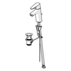 Hansa Vantis Einhebel-Waschtischbatterie, Ablaufgarnitur mit Zugstange, Ausladung 109mm... HANSA-52402263 4057304017124 (Abb. 1)