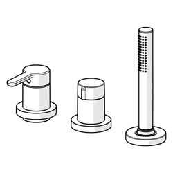 Hansa Designo Style Einhebel-Fertigmontageset für Wanne/Brause, Rosette rund, 3-strahli... HANSA-53259063 4057304006999 (Abb. 1)
