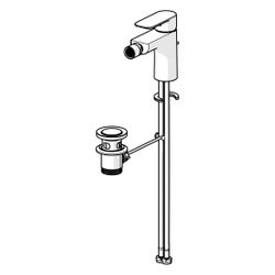 Hansa Basic Einhebel-Bidetarmatur, Standmontage, mit Zugstangen-Ablaufgarnitur, 129mm, ... HANSA-55433243 4057304022579 (Abb. 1)