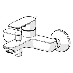 Hansa Basic Einhebelmischer Wannenfüll- und Brausebatterie, Ausladung 165mm, DN 15, Chr... HANSA-55442103 4057304019067 (Abb. 1)