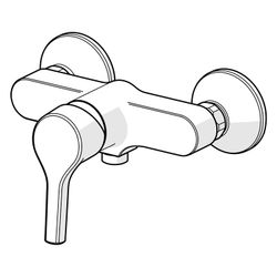 Hansa Paleno Einhebel-Brausearmatur, Wandmontage, mit Temperaturbegrenzer, Ausladung 57... HANSA-56470103 4057304012242 (Abb. 1)