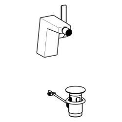 Hansa Loft Einhebelmischer Bidetbatterie 5758 Zugstangenablaufgarnitur Ausladung 141mm ... HANSA-57583203 4015474262133 (Abb. 1)