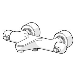 Hansa Medipro Wannenfüll- und Brausebatterie, Ausladung 197mm, DN 15, Chrom, 58101201... HANSA-58101201 4015474267466 (Abb. 1)