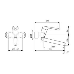 Hansa Medipro Einhebelmischer Waschtisch- und Küchenarmatur 0257 Bedienhebel lang Chrom... HANSA-02572206 4015474267282 (Abb. 1)