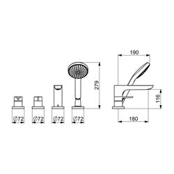 Hansa Ligna Einhebelmischer Fertigmontageset für Wanne/Brause 0644 1-strahlig 72mm Ausl... HANSA-06442473 4057304014529 (Abb. 1)