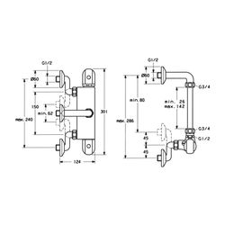 Hansa Tempra Brausebatterie 0834 Ausladung 124mm DN15 Chrom... HANSA-08340302 4015474658615 (Abb. 1)