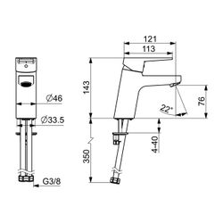 Hansa Twist Einhebelmischer Waschtischbatterie Eco 0905 Ausladung 121mm DN15 Chrom ... HANSA-090522830002 4057304018282 (Abb. 1)