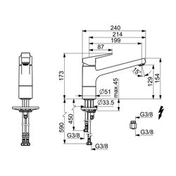 Hansa Twist Einhebelmischer Küchenarmatur, Niederdruck 0912 Kupferrohr Ausladung 199mm ... HANSA-09121183 4015474261143 (Abb. 1)