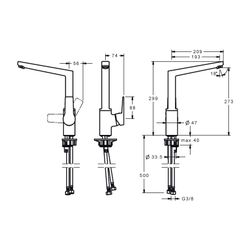 Hansa Twist Einhebelmischer Küchenarmatur 0920 Ausladung 193mm DN15 Matt-Schwarz... HANSA-0920220333 4057304014390 (Abb. 1)