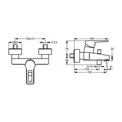 Hansa Twist Einhebelmischer Wannenfüll- und Brausebatterie 0974 Bügelhebel Ausladung 16... HANSA-09742185 4015474259843 (Abb. 1)