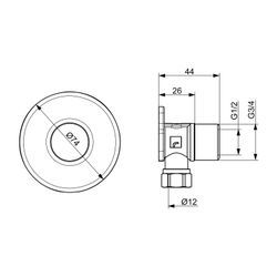 Hansa Winkelkupplung mit Absperrventil, G 3/4"/1/2"/D 12mm, Oras Group, Chrom, 290009... HANSA-290009 6414150103414 (Abb. 1)