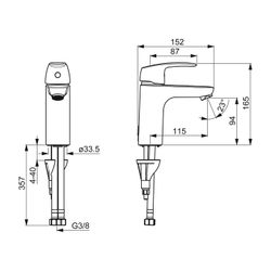 Hansa Pinto XL Einhebelmischer Waschtischbatterie 4502 Ausladung 115mm DN15 Chrom... HANSA-45022283 4057304003073 (Abb. 1)