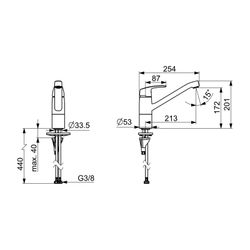 Hansa Pinto Einhebelmischer Küchenarmatur Eco 4508 Ausladung 213mm DN15 Chrom 3,4 l... HANSA-450822930004 4057304018336 (Abb. 1)