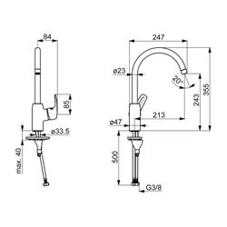 Hansa Pinto Einhebelmischer Küchenarmatur 4513 Ausladung 213mm DN15 Chrom... HANSA-45132283 4057304003134 (Abb. 1)