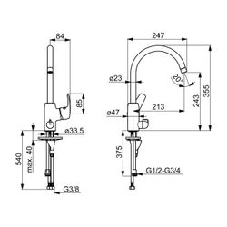 Hansa Pinto Einhebelmischer Küchenarmatur mit Spülmaschinenventil 4514 Ausladung 213mm ... HANSA-45142283 4057304003141 (Abb. 1)