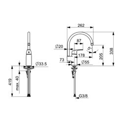 Hansa Pinto Einhebelmischer Küchenarmatur Eco 4528 Ausladung 178mm DN8 Chrom 4,2 l/... HANSA-452822030005 4057304018398 (Abb. 1)