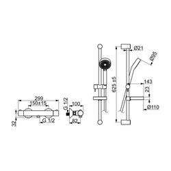 Hansa Unita Brausebatterie mit Brausegarnitur 4813 1-strahlig DN15 Chrom... HANSA-48130121 4015474257504 (Abb. 1)