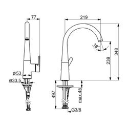 Hansa Designo Style Einhebel-Küchenarmatur, Standmontage, Cascade Strahlregler, Stahl... HANSA-5101228380 4057304020223 (Abb. 1)