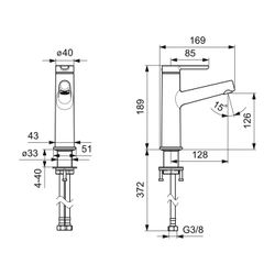 Hansa Designo Einhebelmischer Waschtischbatterie Style 5188 Ausladung 128mm DN15 Chrom... HANSA-51882283 4057304006456 (Abb. 1)