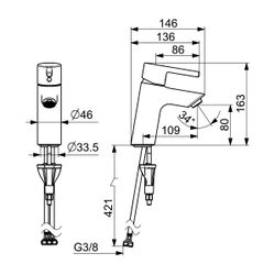 Hansa Vantis Einhebel-Waschtischarmatur, Standmontage, 109mm Ausladung, Matt-Schwarz,... HANSA-5242226733 4057304020247 (Abb. 1)