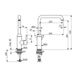 Hansa Vantis Style Einhebel-Küchenarmatur, Standmontage, Einhebel, schwenkbarer Ausla... HANSA-5420220733 4057304019869 (Abb. 1)
