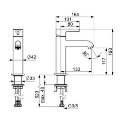 Hansa Vantis Style Einhebel-Waschtischarmatur, Standmontage, 6l/min, Matt-Schwarz, 54... HANSA-5437220733 4057304020063 (Abb. 1)