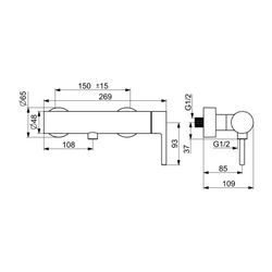 Hansa Vantis Einhebelmischer Brausebatterie Style 5445 Chrom... HANSA-54450107 4057304017551 (Abb. 1)