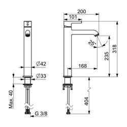 Hansa Vantis Style Einhebel-Waschtischarmatur, Standmontage, Cascade, Matt-Schwarz, 5... HANSA-5447220733 4057304020049 (Abb. 1)