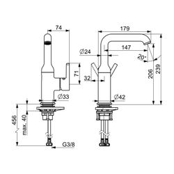 Hansa Vantis Style Einhebel-Waschtischarmatur, Standmontage, schwenkbarer Auslauf, Ma... HANSA-5455220733 4057304020070 (Abb. 1)