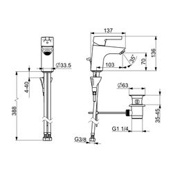 Hansa Paleno Einhebel-Waschtischarmatur, Standmontage, DN 15, Ausladung 103mm, mit Zugs... HANSA-56352203 4057304011986 (Abb. 1)